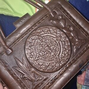 Elegant Brown Embossed Shoulder Bag